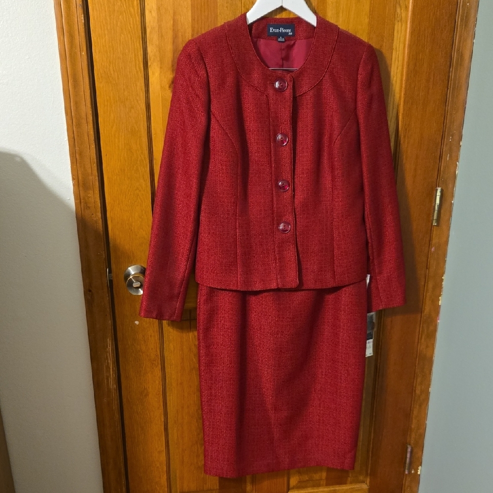 Evan Picone Rich Red Skirt Set